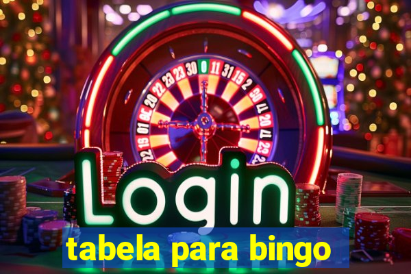 tabela para bingo