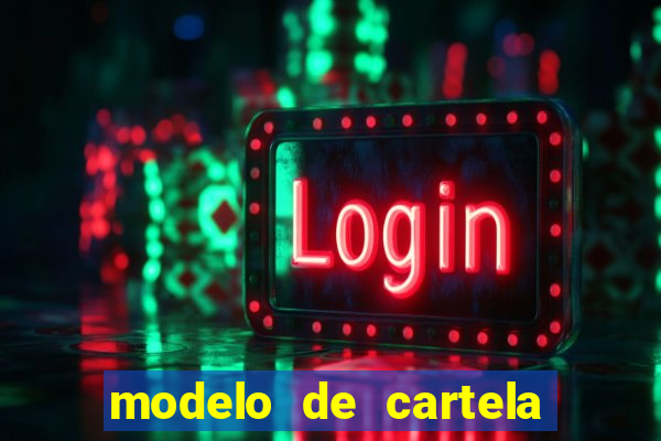 modelo de cartela de bingo em branco